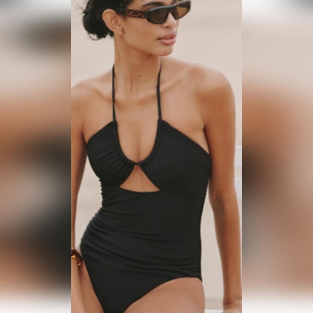 Beach Riot Phoenix Halter One Piece Swimsuit In Black /Sz:Medium